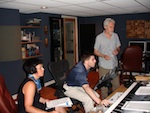 (left to right) Ilona Kudina, Ron Artinian, and Don Hunerberg work on the mix.